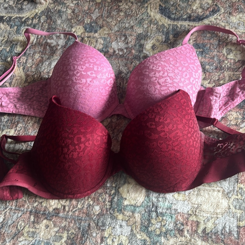 2 PINK PADDED SUPPORT BRAS